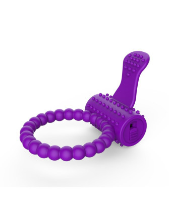 Anneau violet vibrant silicone avec langue picot 